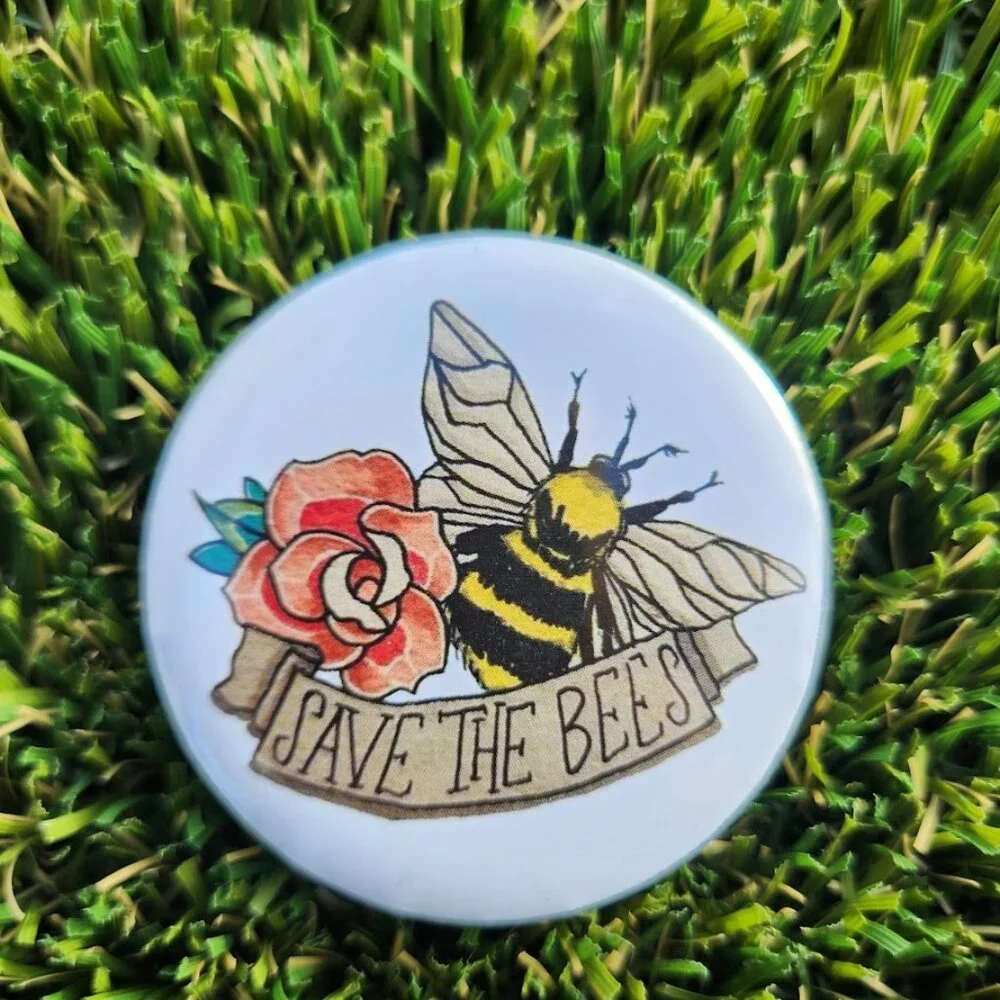 Set of 3 Button Pins Round Pin Lapel Pinback Beekeeping Honeybees Bee Save the B